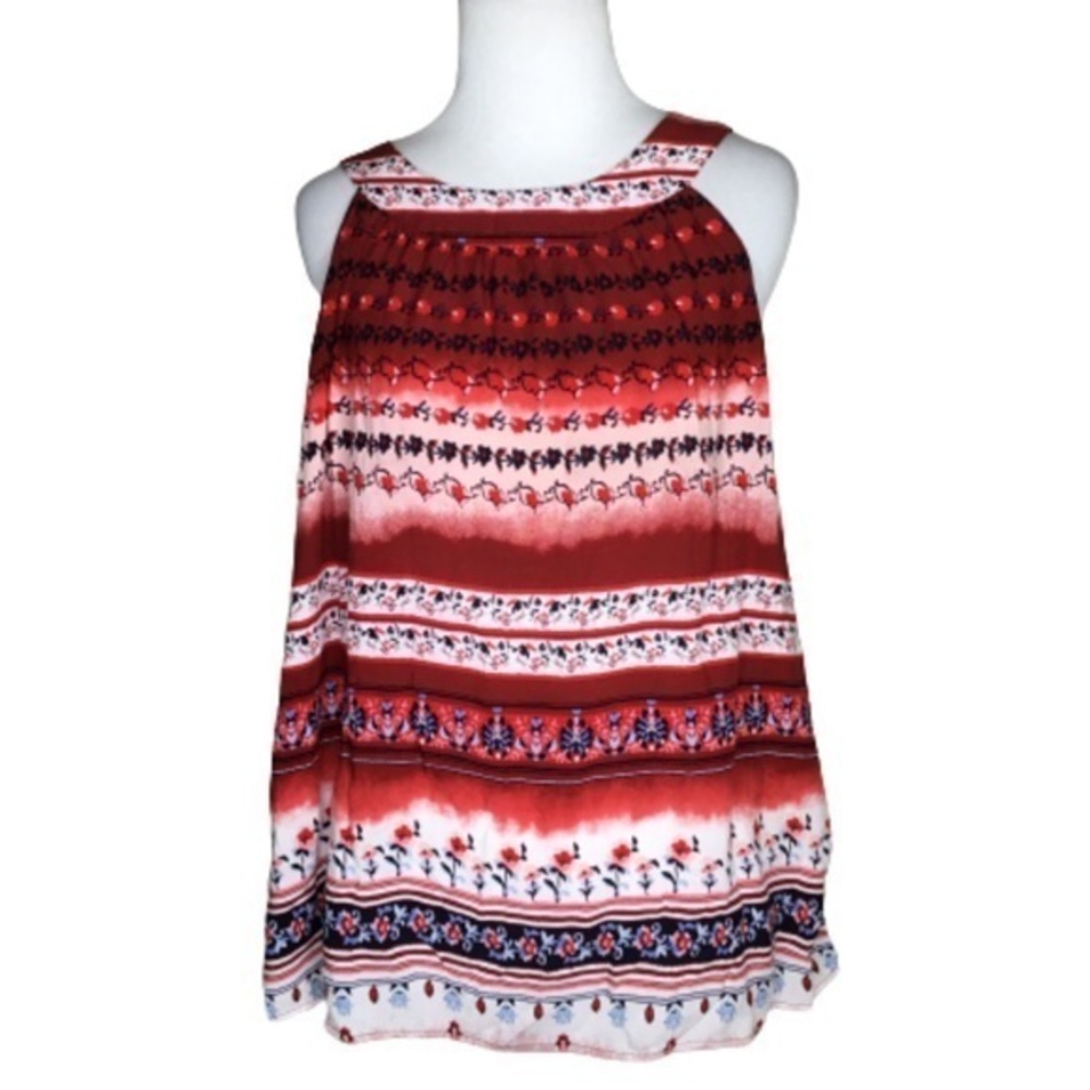 EST 1946 Red, White Black Pattern Stripes  Summer Round Neck Tank Top M